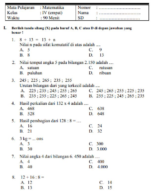 Akhirnya! Kumpulan Soal UAS Kelas 4 Semester 2 Lengkap dan Kunci Jawaban Dijamin Lulus 2026