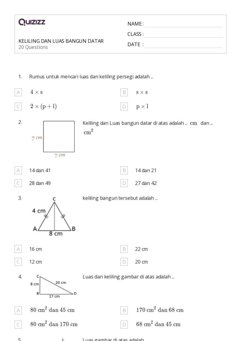 Ternyata Ini Kunci Mudah Soal Luas dan Keliling Bangun Datar Kelas 4 PDF 2026
