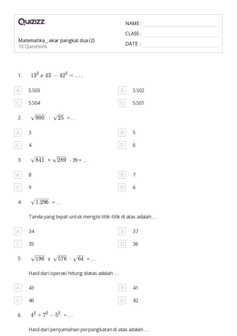 Ternyata Ini Kunci Sukses! Kumpulan Soal Akar Pangkat 2 Kelas 4 SD PDF 2026 Terungkap