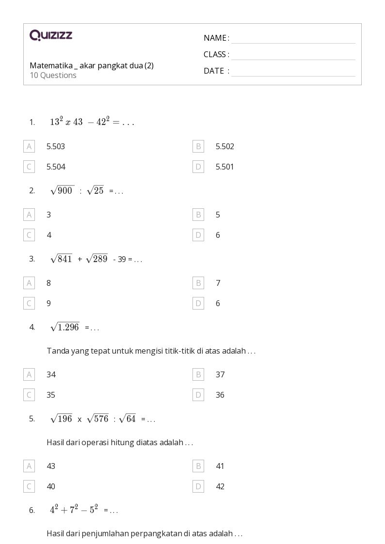 Ternyata Ini Kunci Sukses! Kumpulan Soal Akar Pangkat 2 Kelas 4 SD PDF 2026 Terungkap