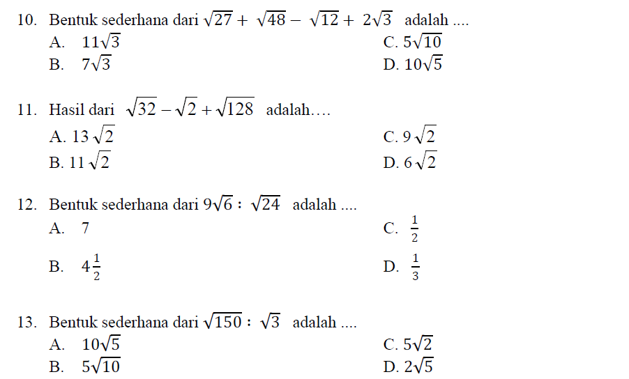 Soal Perpangkatan Dan Bentuk Akar Kelas 9 Pdf Dalchaebi