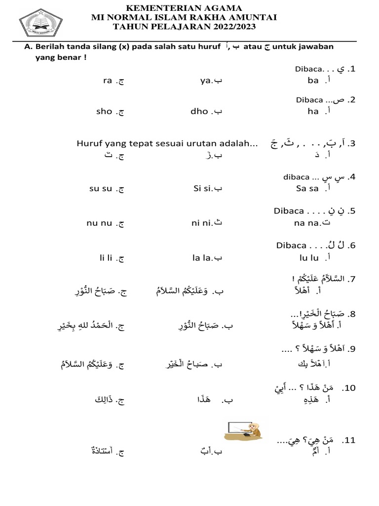 3 Rahasia Soal UTS Bahasa Arab Kelas 1 Semester 1 Versi Hanapi Bani di 2026