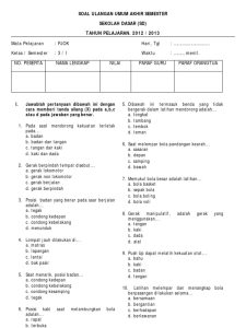Contoh Soal Pjok Kelas 3 Semester 1 - Piffle me