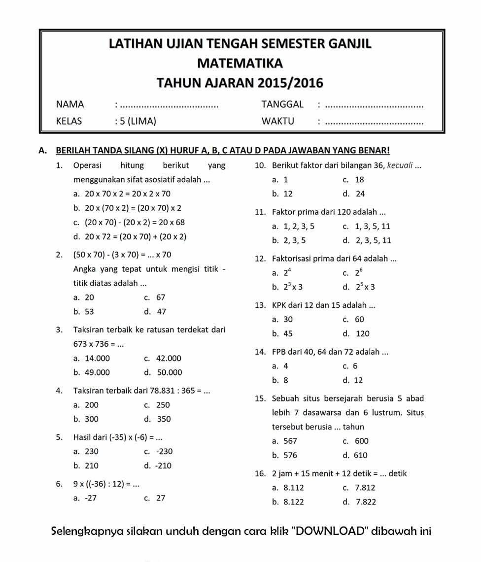 5 Rahasia Soal PTS Matematika Kelas 3 Semester 2 yang Wajib Tahu 2026
