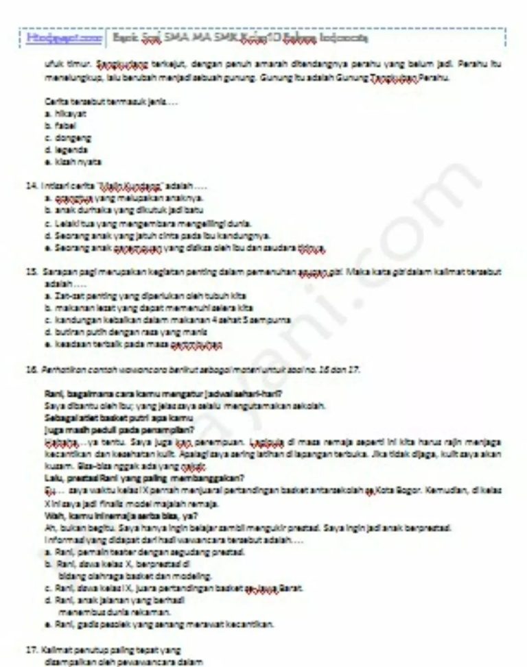 Jangan Sampai Ketinggalan Contoh Soal Bahasa Indonesia Kelas 10 Semester 1 STS 2026