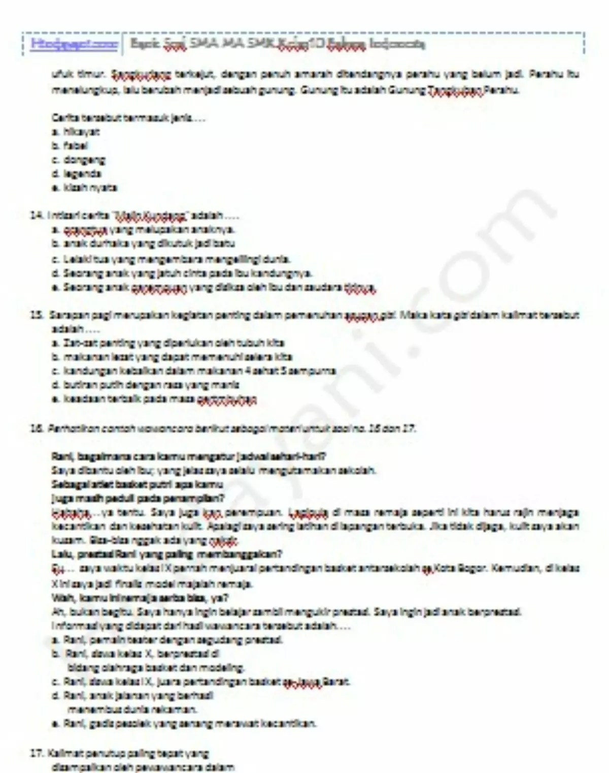 Jangan Sampai Ketinggalan Contoh Soal Bahasa Indonesia Kelas 10 Semester 1 STS 2026