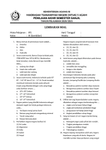 Soal UAS MATA PELAJARAN IPS KLS 9 SEM 1 TP 20-21 docx