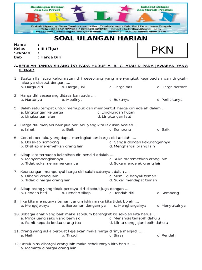 Wajib Tahu 5 Soal PKN Kelas 3 Semester 1 Kurikulum 2013 STS 2026