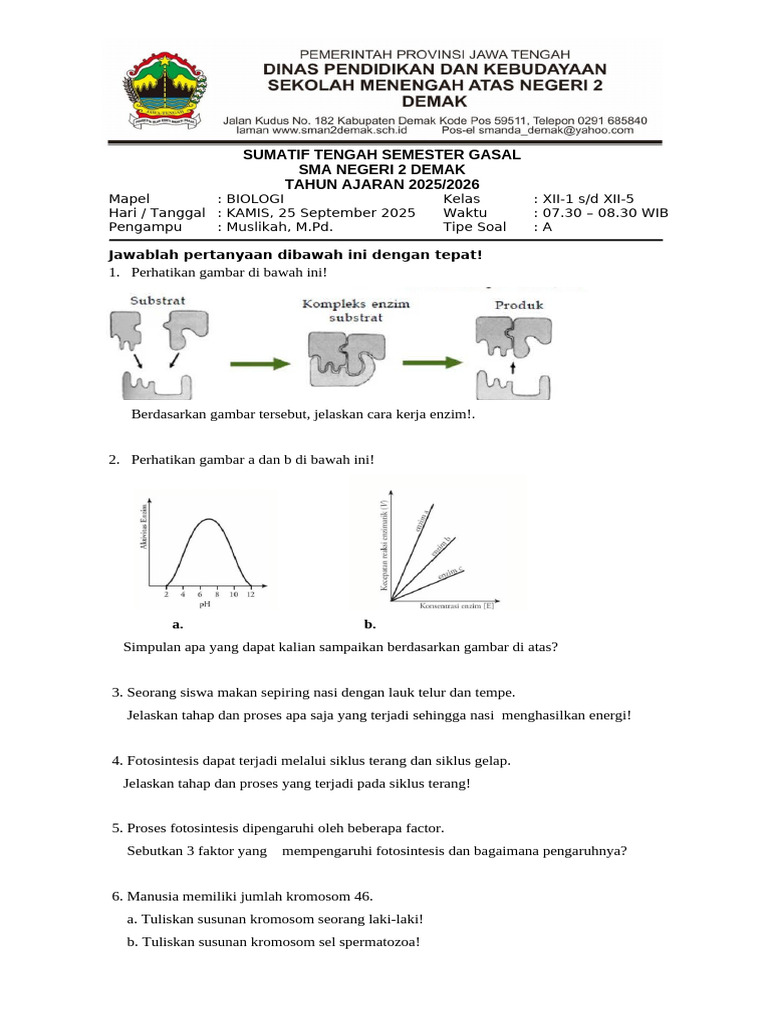 Soal Biologi Kelas XII Semester Gasal PDF