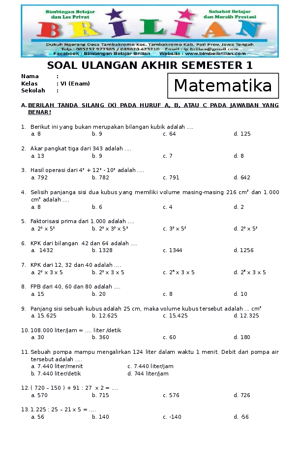 Strategi Jitu Download Soal UAS Matematika Kelas 4 Kurikulum 2013