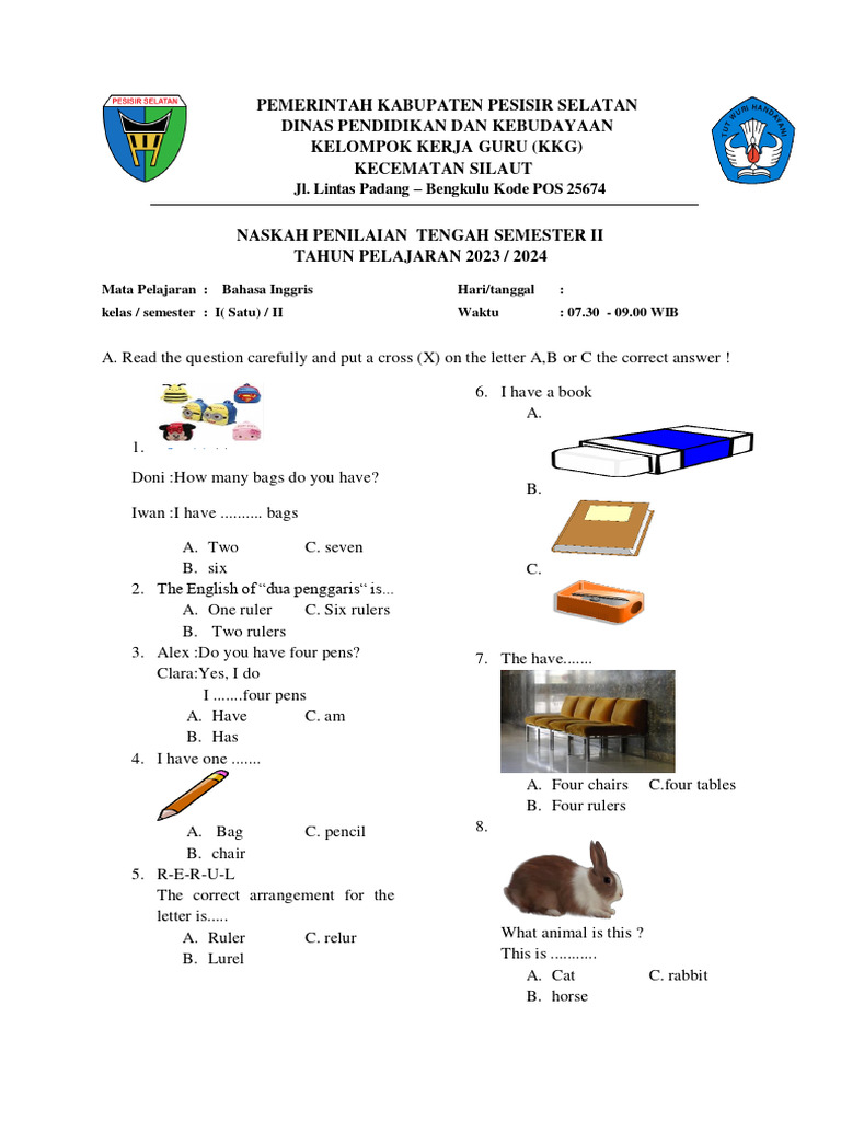 5 Lembar Kerja Soal Bahasa Lampung Kelas 1 Semester 2 Siap Cetak, Wajib Dicoba