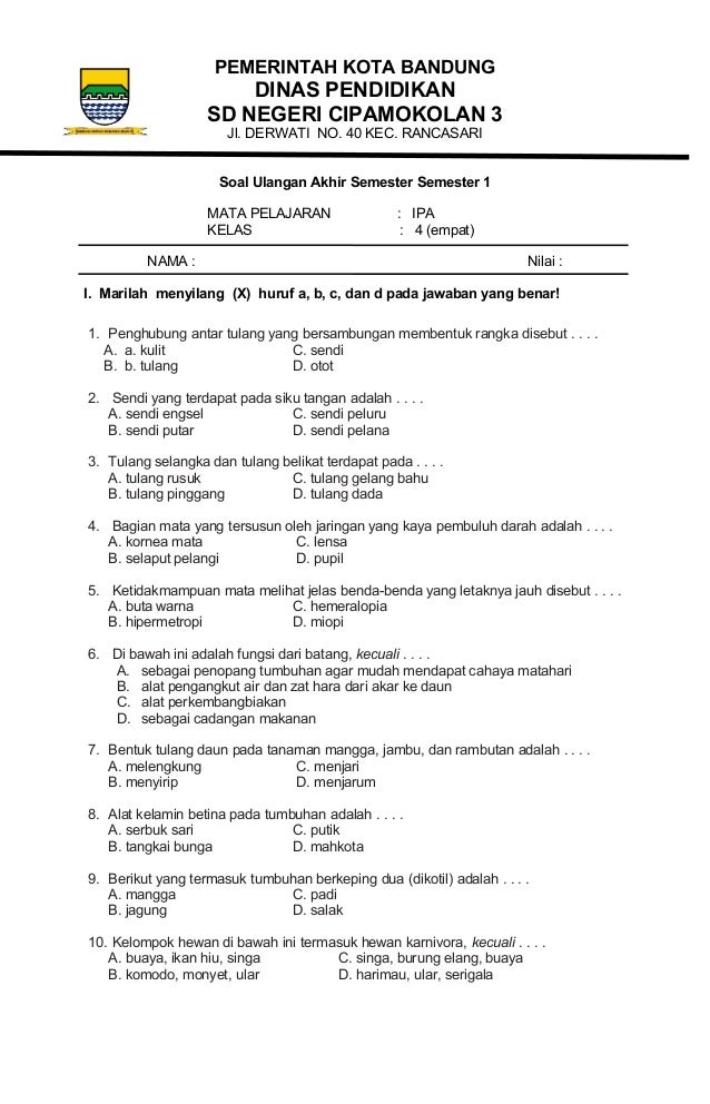 Contoh Soal Ipa Kelas 4 Dalchaebi