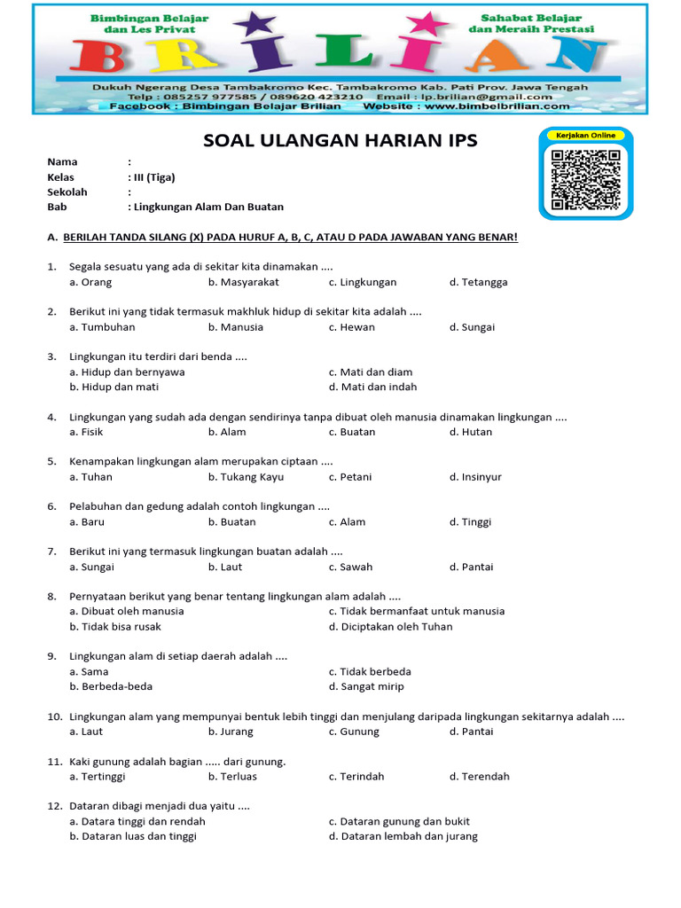 5 Contoh Latihan Soal IPS Kelas 3 Tentang Lingkungan Alam dan Buatan, Ternyata Ini Bedanya yang Wajib Tahu