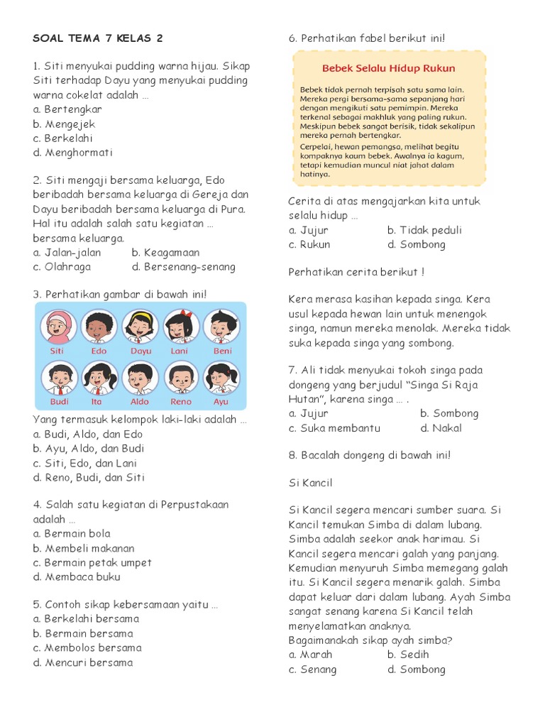 5 contoh soal sd kelas 2 k13 tema 7 yang Terbukti Siapkan Anak Hadapi Soal HOTS SMP