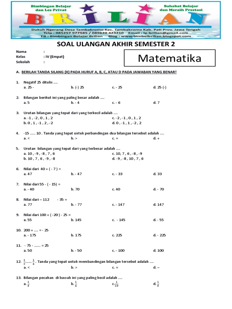 60 Contoh Soal Ujian SD Kelas 4 Smt2 Terbaru 2026 dan Kunci Jawaban yang Wajib Dipelajari