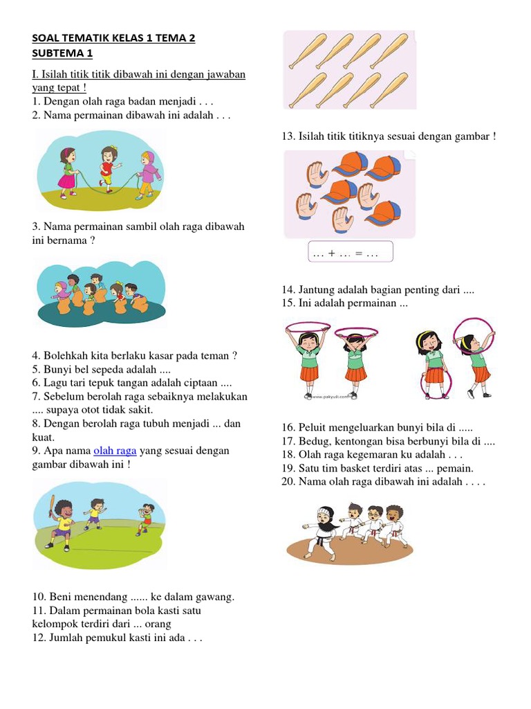 Akhirnya Tersedia 7 Contoh Soal SD Kelas 1 Tema 2 yang Jarang Diketahui Orang Tua, Bikin Anak Betah Belajar