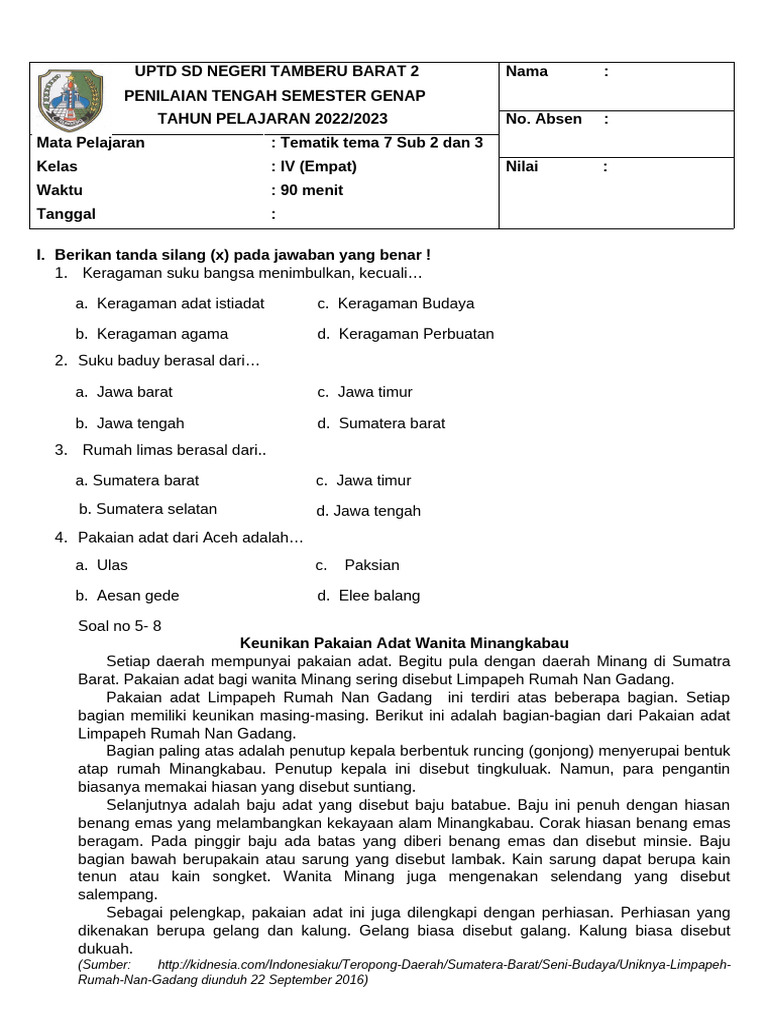 Dwonload Soal PTS Kelas 4 Tema 7 Ternyata Semudah Ini: 5 Sumber Terlengkap Tanpa Ribet