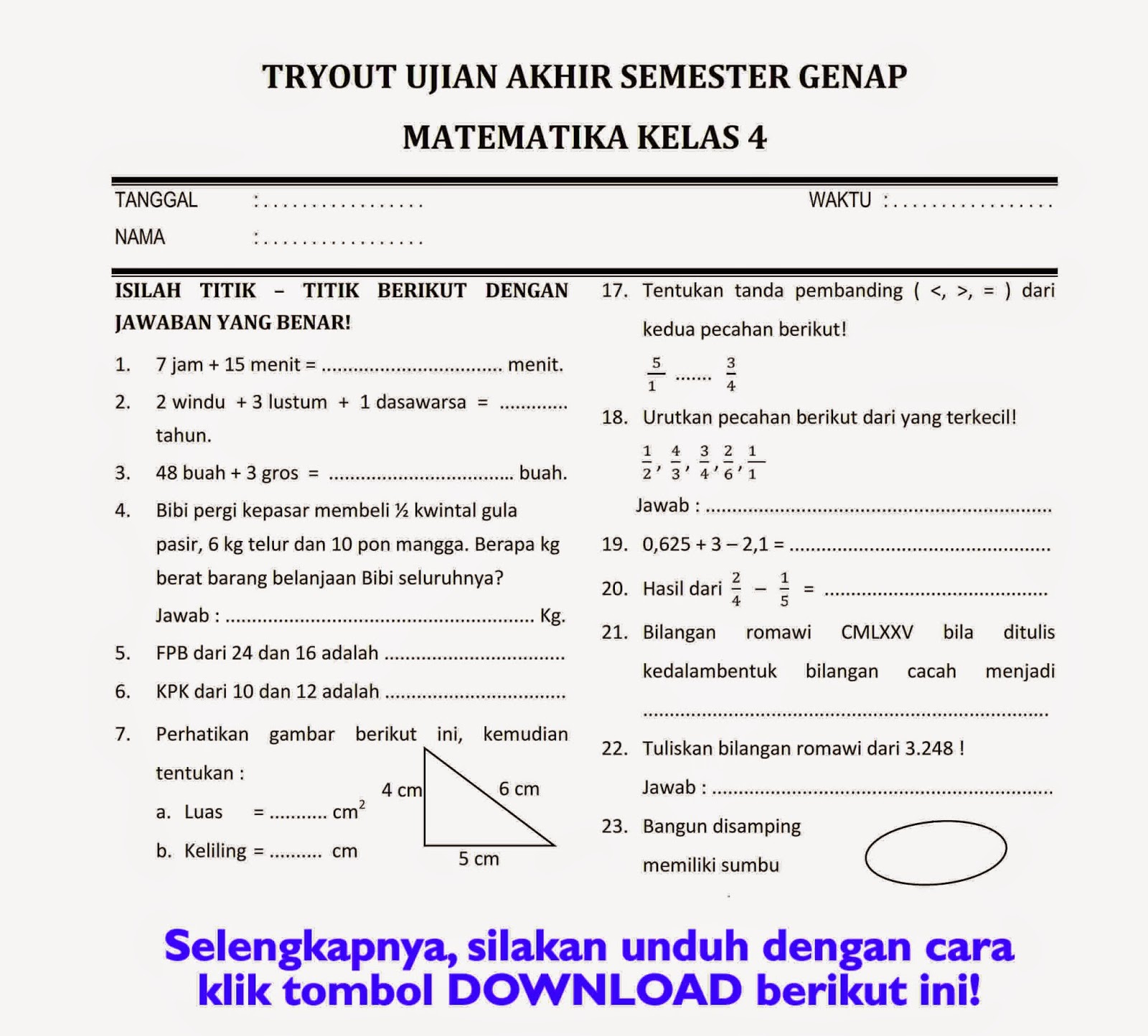 Download Soal UKK Matematika Kelas 4 Semester Genap Rief Awa Blog Download Soal UKK Matematika Kelas 4 Semester Genap Rief Awa Blog