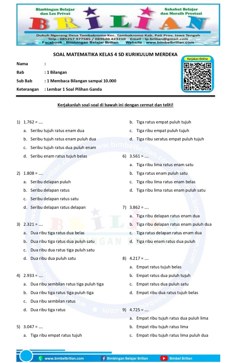 contoh soal ujian sd kelas 4 contoh soal ujian sd kelas 4