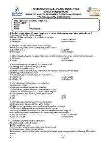 contoh soal ukk bahasa indonesia kelas 4 semester 2