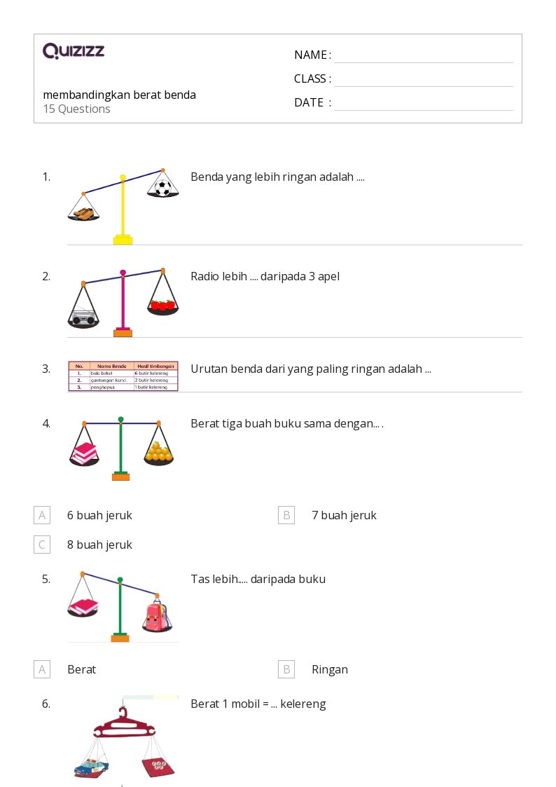 5 Contoh Soal Matematika Kelas 1 SD Berat Benda Lebih Dari yang Bikin Anak Paham Cepat