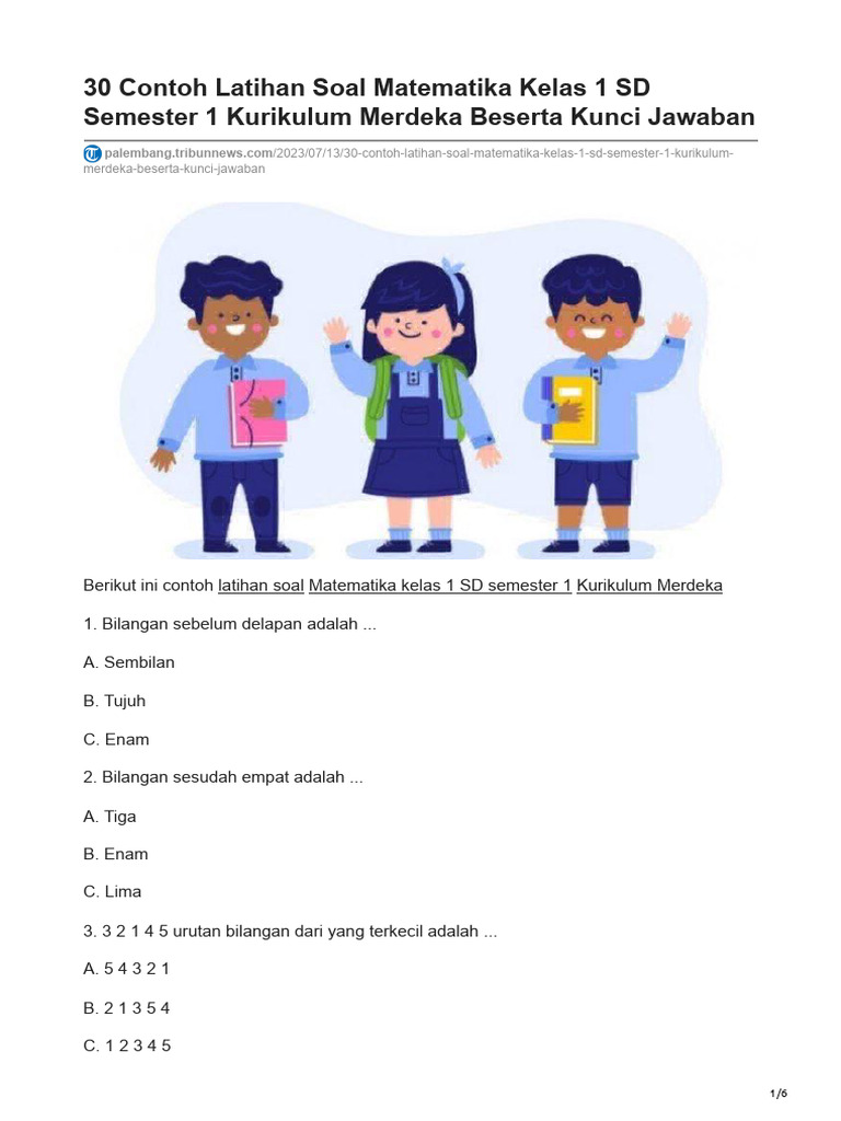 7 Rahasia contoh soal matematika kelas 1 k 13 yang Bikin Anak Pintar Sekali Sebelum Ujian