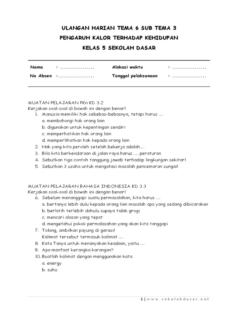 Rahasia Cepat Jawab Soal Tema 1 Subtema 3 Kelas 5 Brillian Agar Nilai Sempurna