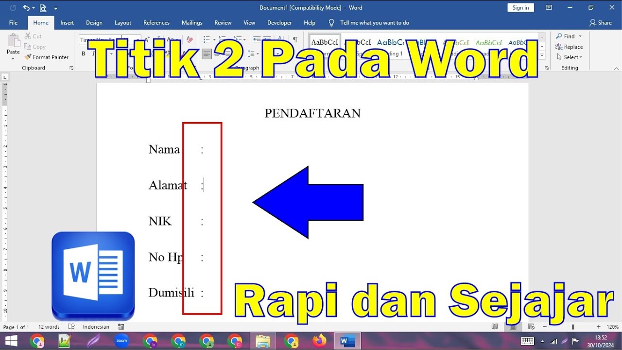 Ternyata Begini Cara Bikin Titik Dua Sejajar di Word Agar Dokumen Rapi Seperti Juara
