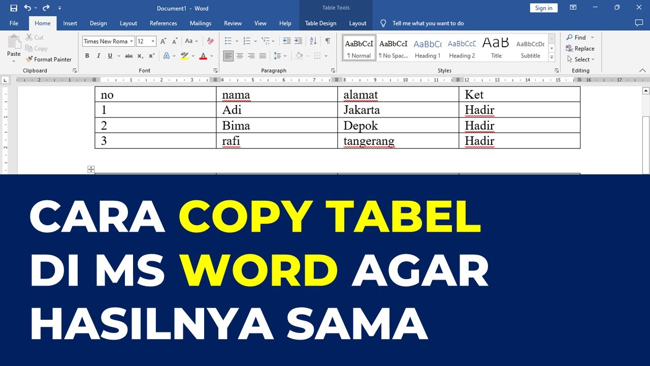 Ternyata Begini Cara Mengcopy Tabel ke Word Agar Data Timnas Indonesia Tidak Berantakan